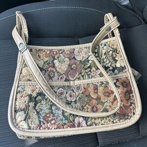 Vintage handcrafted Floral Tapestry Shoulder Bag